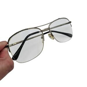 Vintage 1980s Aviator Metal Frame Glasses PD62 With Brow Frame